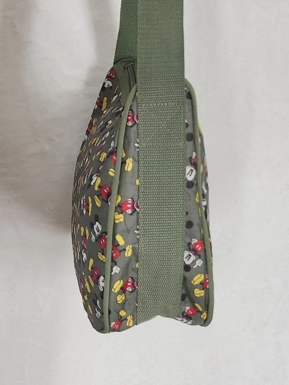 Disney Mickey Mouse Shoulder Bag Olive Green Nylon Ripstop Zip Purse